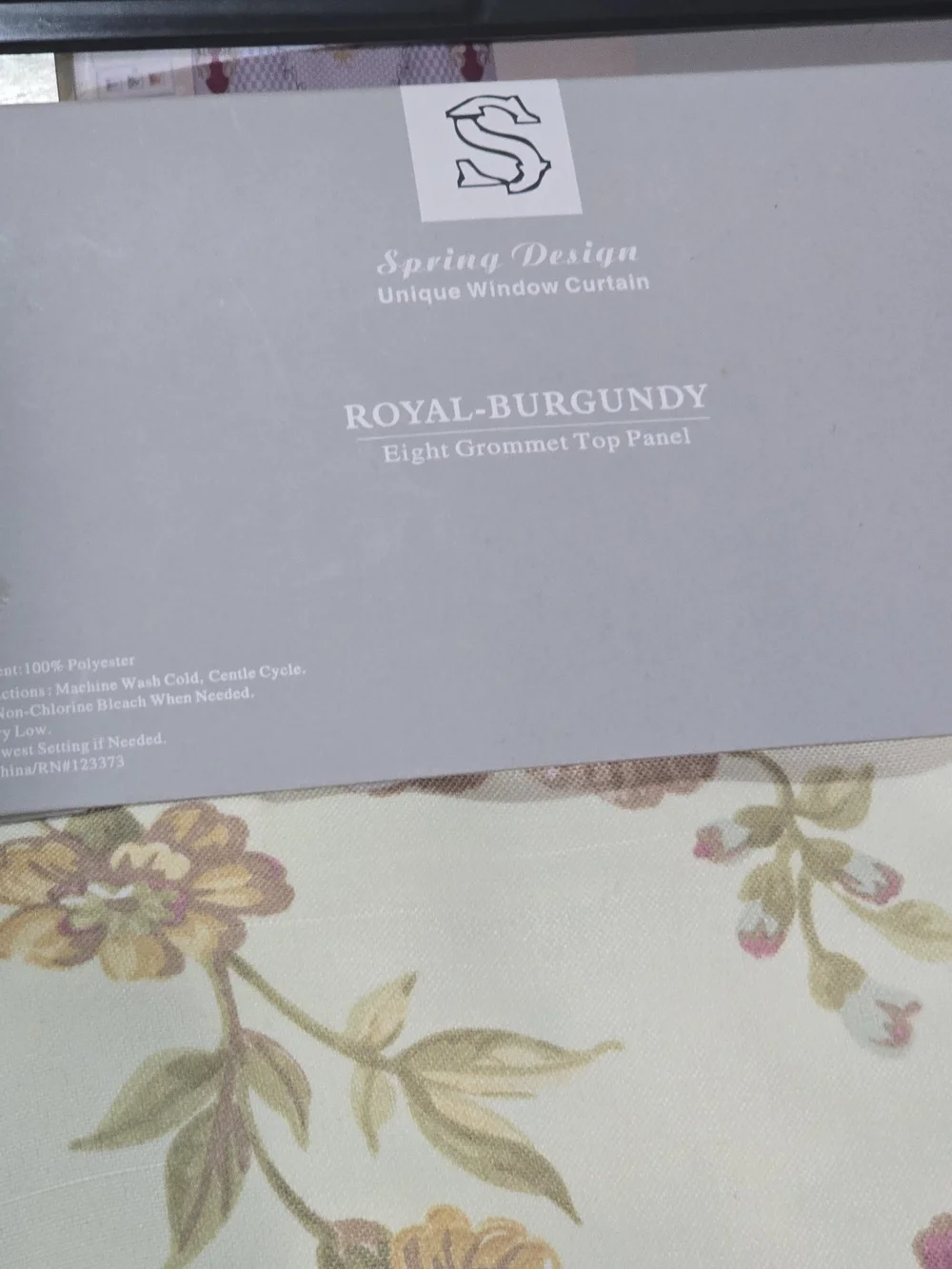 Royal Burgundy Floral Grommet Curtain Panel - Cream & Burgundy Very Elegant